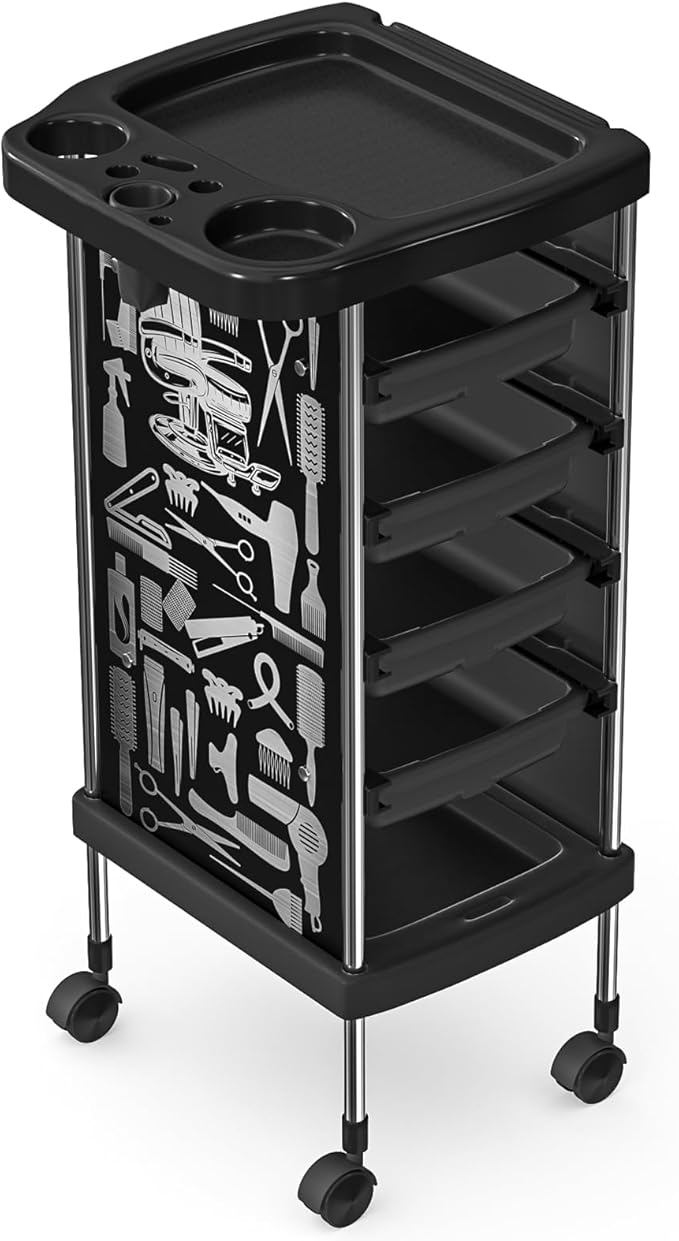 FreSup 6-Tier Salon Cart with Wheels, Stainless Steel Hair Salon Storage Tool Cart, Barber Station Trolley, Rolling Beauty Organizer for Hair Stylist, Makeup, Skincare, SPA, Tattoo, Home or Bathroom