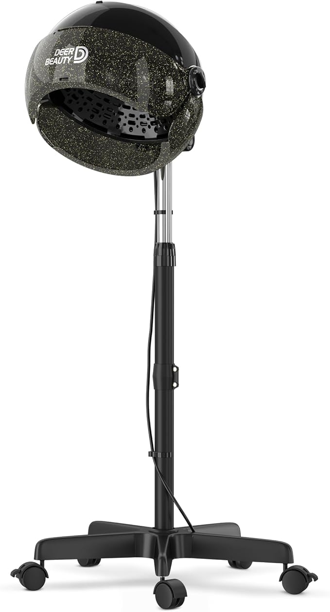 Professional Standing Hair Dryer - 1875W Floor Standing Hooded Dryer Hair Bonnet with Ionic Generator for Professional Salon Station Spa Home Use Hair Drying Treatment Adds Shine Volume (Black)