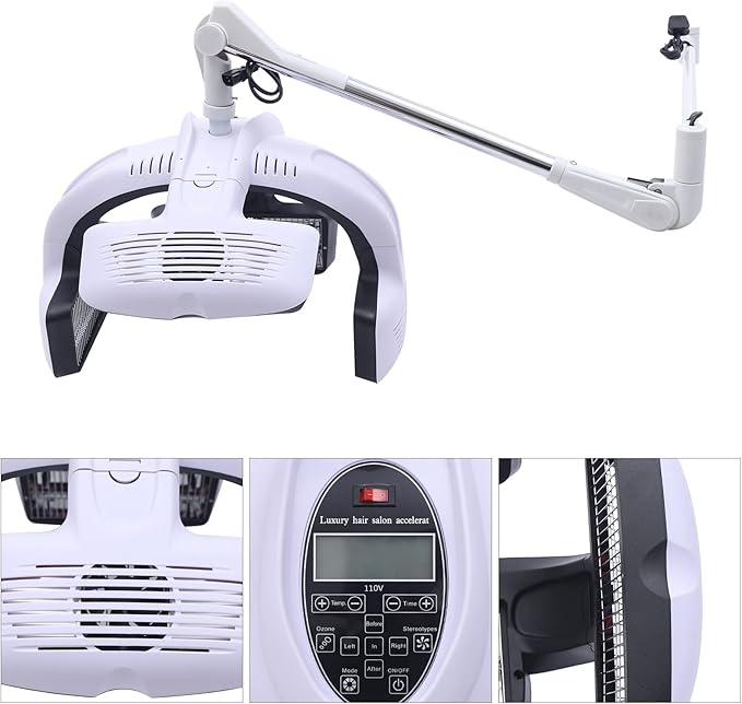 Wall Mounted Orbiting Hair Dryer, 1500W Temperature Adjustable Salon Hair Perming Machine, 360 Degree Rotating Heating Ring Rotating Hair Treatment Machine with 5 Heating Discs for Salon SPA