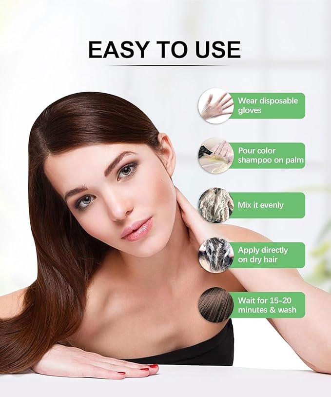 Herbishh Chestnut Brown 3 in 1 Hair Dye Shampoo 400 ML PPD Free + Hair Color Stain Protector – Dye Shield or Defender for Skin