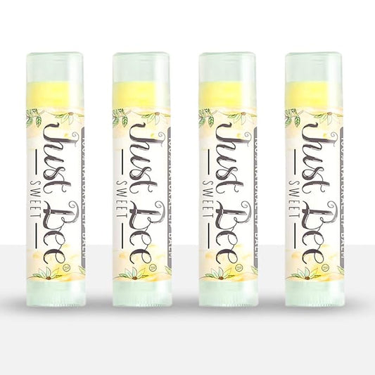 100% Natural Beeswax Lip Balm with Organic Oils (Sweet Honey, 4 pack)