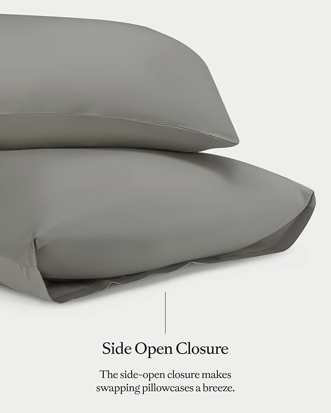 Cozy Earth Standard Pillowcases Set of 2 - Made of 100% Viscose from Bamboo, Ultra-Soft & Luxury, Woven from Naturally Breathable & Lightweight Fabric - Dove Grey