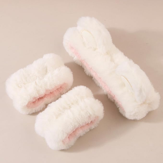 15PCS Cute Cat Ears Spa Headband for Washing Face Makeup Skincare Headband with Wrist Bands, Sleepover Party Supplies for Women/Teen Girl Trendy Stuff Present (15PCS Bear Ears, standard size)