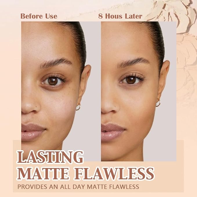 Oil Control Matte Perfection Face Pressed Powder, Matte Smooth Flawless Setting Powder Makeup, Polvo Compacto De Maquillaje, Waterproof Long Lasting, Cruelty Free, 0.35Oz (03 Pure Beige)