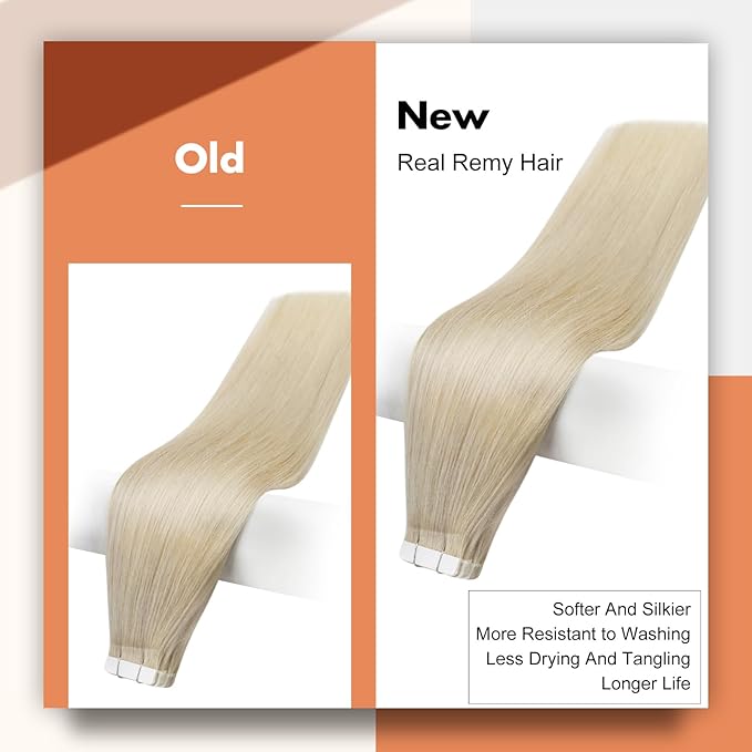 Full Shine Tape in Hair Extensions Blonde 22Inch Hair Extensions Real Human Hair Natural Straight 50G Seamless Skin Weft Human Hair Extension Tape ins Invisible Tape in Human Hair Extension 20Pcs Remy
