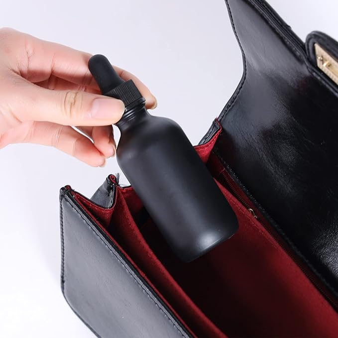 1 oz Dropper Bottle 12 Pack Black Glass Boston Bottles 30ml with Eye Droppers Black Caps for Essential Oils, Perfume, Leak Proof Travel Bottles for Liquids