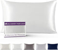 Mulberry Park 30 Momme 100% Pure Mulberry Silk Pillowcase - Luxury Charmeuse Weave for Hair and Skin, Cooling Silk Pillow Cover for Beauty Sleep - Standard Size 20"x26" / White
