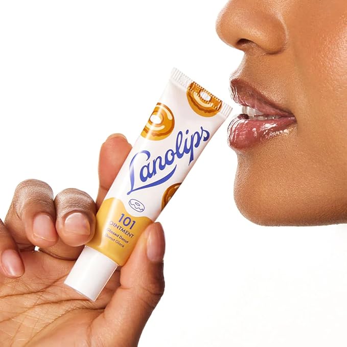 Lanolips 101 Delicious Glazed Donut - Lip Balm with Vitamin E Oil and Lanolin for Lip Hydration - Naturally Flavored Lanolin Lip Balm for Very Dry Lips - Dermatologist Tested (.35 Oz)