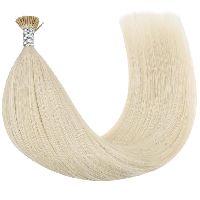 YoungSee I Tip Hair Extensions Blonde I Tips Hair Extensions Real Human Hair Platinum Blonde 22 Inch 50g I-Tips Hair Extention Natural Look 50s Cold Fusion Hair Extension