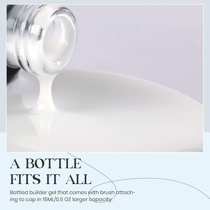 Beetles Milky White Builder Gel for Nails 7 in 1 Strengthener Gel for Nail Extension Building Nail Apex DIY at Home Beauty Gift Sets for Women,Base Coat Need