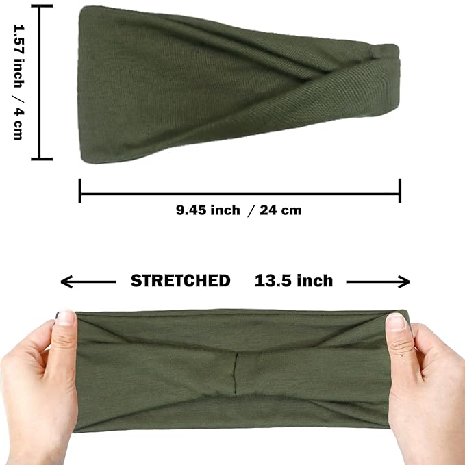 IVARYSS Headbands for Women, Non-Slip, Premium Stretchy Head Bands Hair Accessories,Wear for Yoga, Fashion, Working Out, Travel or Running, 6 Pack, Solid