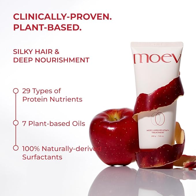 MOEV ANNURCATIN Hair Treatment Mask, Korean Wash-Off Hair Care Mask Apple Deep Damage Conditioner Sulfate-Free with Thickening Moisturizing for Damaged Thin Dry Hair, 6.76 fl.oz. (Apple & Vanilla)