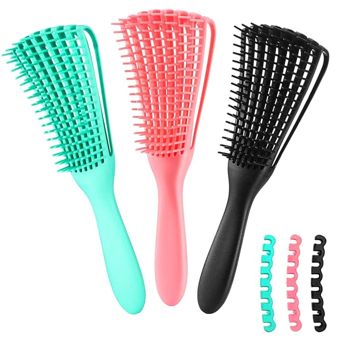 Detangling Brush for Afro America/African Hair Textured 3a to 4c, Knots Detangler Scalp Massage Comb for Women (Blue, 1 Count)