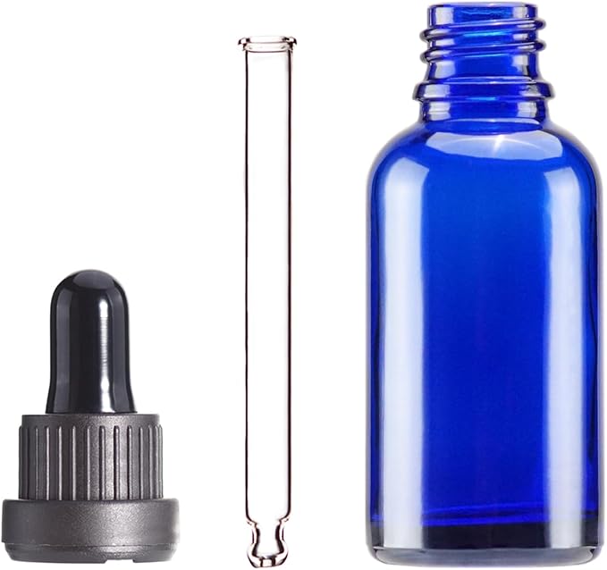 YIZHAO Blue Glass Dropper Bottle 1oz, Tincture Bottles with Glass Dropper, for Essential Oils, Aromatherapy, Cosmetic, Laboratory, Pharmacy, Liquids, Travel –12 Pcs