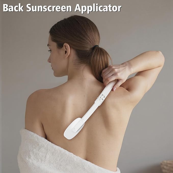 Self Tanner Brushes- Extra Large Blend & Blur Body Kabuki Brush & Back Sunscreen Applicator with Handle, 2 Pcs, Body Makeup Brushes for Legs, Face, Foundation, Tanning, Back Lotion Applicator (Purple)