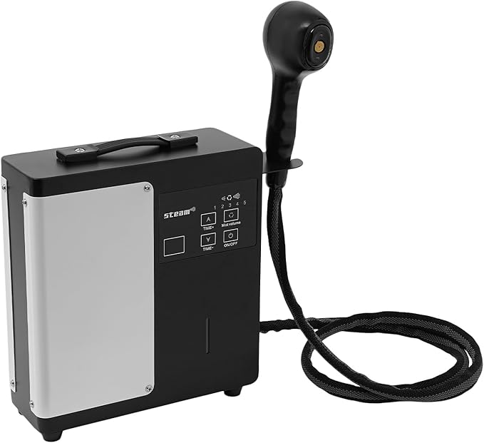 DNYSYSJ 1250W Professional Hair Steamer with Digital Display, Steamer Hair5-Level Nano Mist, Hot Mist Hair Steamer 500ml Tank for Salon/Home Hair Treatment, Portable & Adjustable (Black/White)