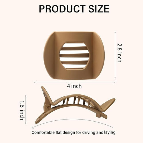 4 PCS Flat Claw Clips, Round Large Flat Hair Clips for Women,French Strong Hold Hair Barrettes for Thick Thin Hair(Neutral Matte)