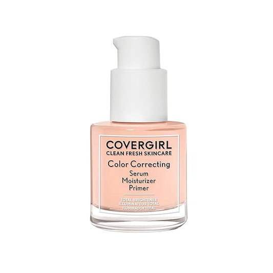 COVERGIRL Clean Fresh Color Correcting Serum + Moisturizer + Primer – Moisturizer, Face Primer, Covergirl Skincare, Vegan Formula – Light, 30ml (1.0 fl oz)