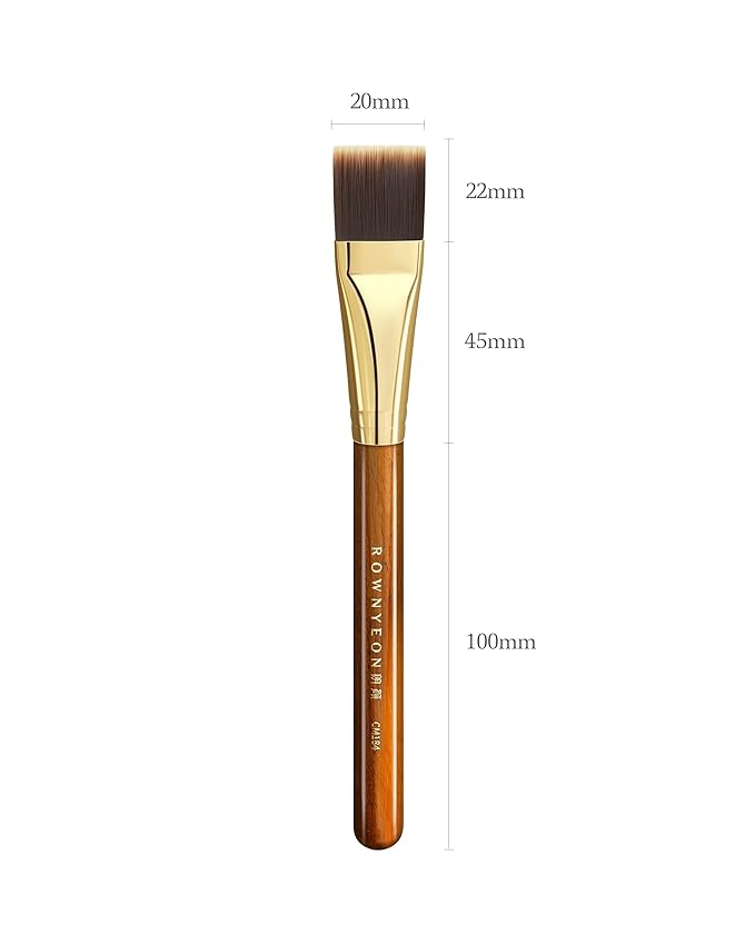 Desert Oak Series Flat Top Foundation Brush - 20mm Ultra-Thin Nylon Bristles for Streak-Free Liquid Foundation, Smooth Buffing & Full Coverage, Bubinga Handle & Brass Ferrule (CM 184)