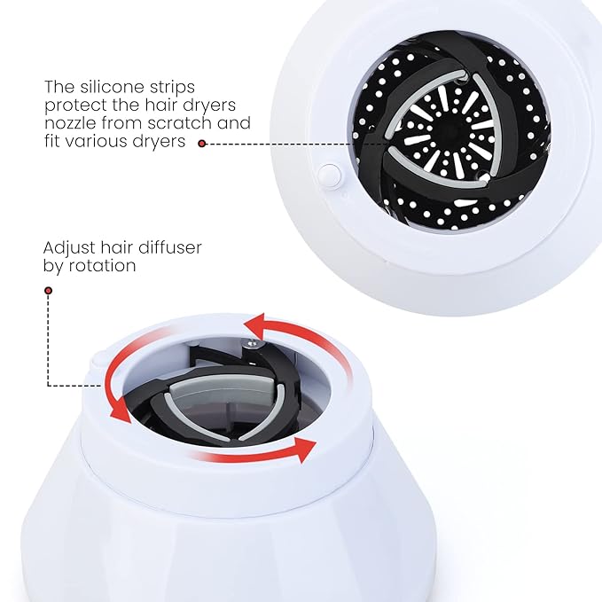 Segbeauty Universal Travel Hair Diffuser, Collapsible Foldable Hair Dryer Attachment Portable for Salon Blower Wavy Curly Hair, Professional Adjustable Fast-drying for Blow Dryer 1.5"-3.22" Nozzle