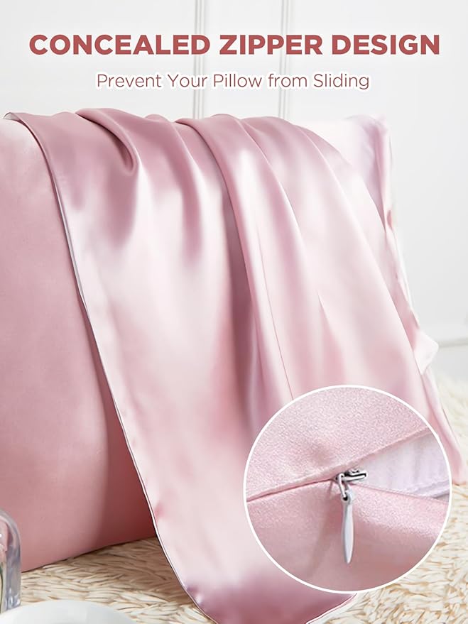 Mulberry Silk Pillowcase for Hair and Skin, SGMSILK 22 Momme Natural Silk Pillow Case with Hidden Zipper, 6A Soft and Smooth Single Sided Pure Silk Pillow Cover (Soft Pink, Standard 20"x26")