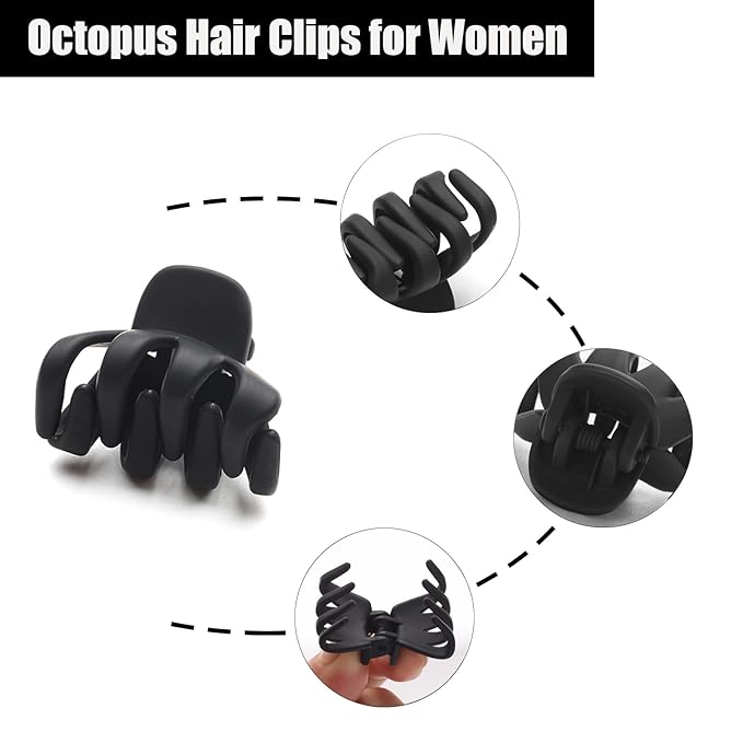 Cobahom 12 Pack Small Hair Claw Clips 1.2 Inch Matte for Thin Hair No-Slip Mini Styling Accessories for Women and Girls (Matte Black)