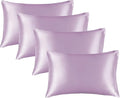 BEDELITE Satin Pillowcase for Hair and Skin, Super Soft Similar to Silk Pillow Cases 4 Pack with Envelope Closure, Cooling Pillowcases for Women Men (20"x26" Standard Size, Lavender)