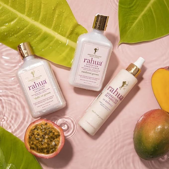 Rahua Hydration Detangler Spray + UV Barrier, Vegan Leave In Hair Spray, Travel Size, Conditioner for Added Shine, Damage Protection & Frizz Control, Rahua Oil, Morete & Mango, All Hair Types, 2 Fl Oz