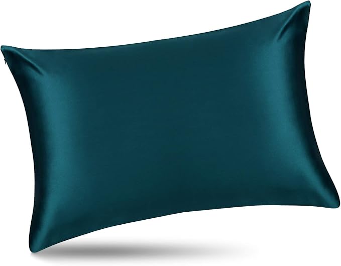ALASKA BEAR Silk Pillowcase for Hair and Skin, Set of 2 Pure Genuine 22 Momme Mulberry Silk Pillow Cases Queen Size for Bliss Sleep Better Than Poly Satin, Zipper Closure(2pc,Teal Sapphire)