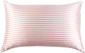 THXSILK Mulberry Silk Pillowcase for Hair and Skin Health, Grade 6A+ Mulberry Silk Pillowcase with Hidden Zipper, Soft and Breathable, 1pc (Standard 20"x26", Pink White Stripes)