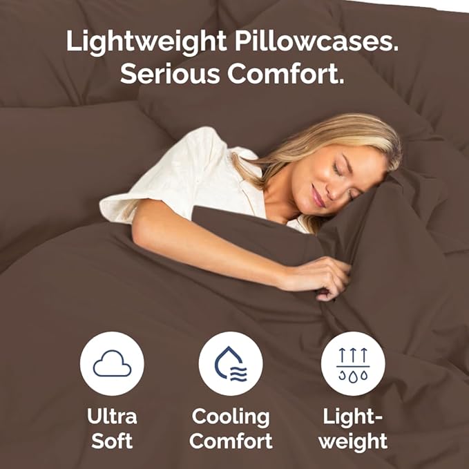 Queen Pillow Cases Set of 8 - Ultra Soft Hotel Quality Pillowcase Covers - Comfy & Wrinkle Free - Shrink, Stain and Fade Resistant - Easy-Care, Machine Washable Pillow Protectors - 8 Pcs Set - Brown