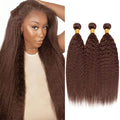 32 32 32 Inch Brown Bundles Human Hair Chocolate Brown Kinky Straight Bundles Brazilian Virgin Remy Hair Extensions Niegmeag Double Weft Color 4 Yaki Straight Bundle Hair Weave 300g