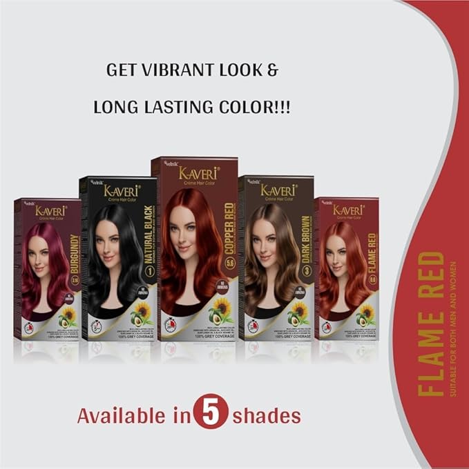 Creme Hair Color Permanent Hair Dye Color - With Improved Creme Formula for 100% Gray Coverage Ammonia Free Hair Color Dye for Rich Bright Long lasting (Flame Red, 3.04 Fl Oz)