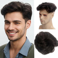 H&Bwig toupee for men,Men Short Toppers Hairpiece with toupee tape,Clips in Hair Extensions for Covering White Loss Hair, Glueless (Dark Brown)