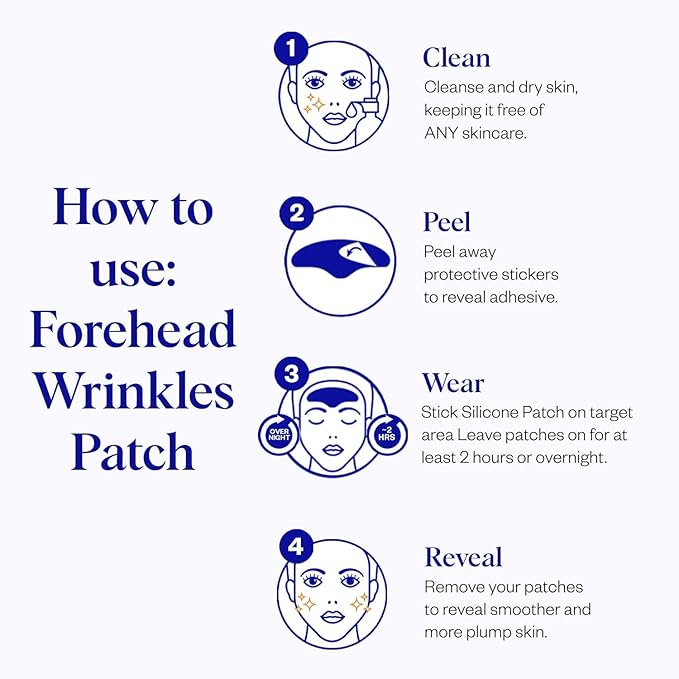 Wrinkles Schminkles Forehead Wrinkle Patches, 1-Pack, Reusable Hypoallergenic Silicone Smoothing Pads for Reducing Frown Lines & Face Lift Overnight