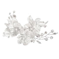 Bride Flower Silver Piece Pearl Hair Clip,Wedding Hair Accessories for Women and Bridesmaids,Silver Pearl Crystal Fancy Clip