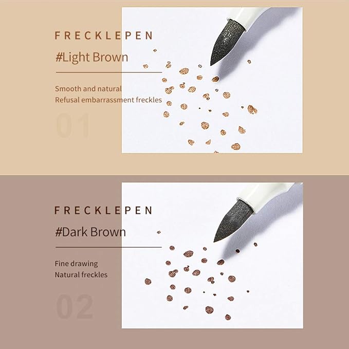 2 Pcs Freckle Pens, Natural Lifelike Freckles Makeup Tool - Dark Brown + Light Brown