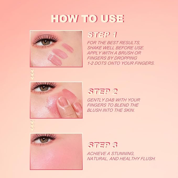 YOUNG VISION Liquid Cheek Blush -Soft Cream Rouge/Blusher Makeup, Buildable Gel-Cream Formula, Long-Wearing, Dewy Finish