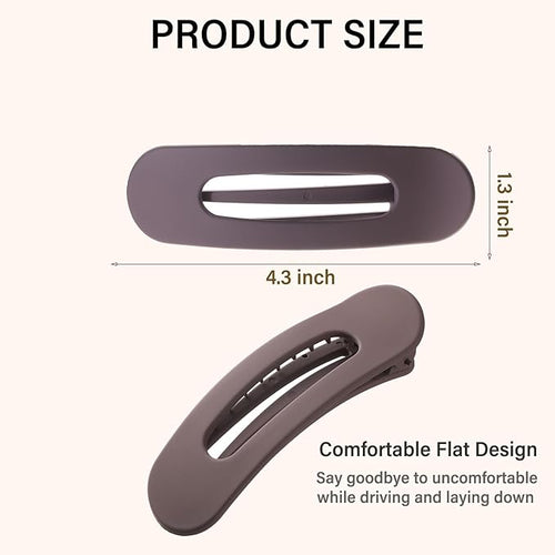 4 PCS Flat Claw Clips, Large Lay Flat Hair Clips for Women Girls, Strong Hold Non-slip Hair Claws for Thick Thin Hair (Matte 1)