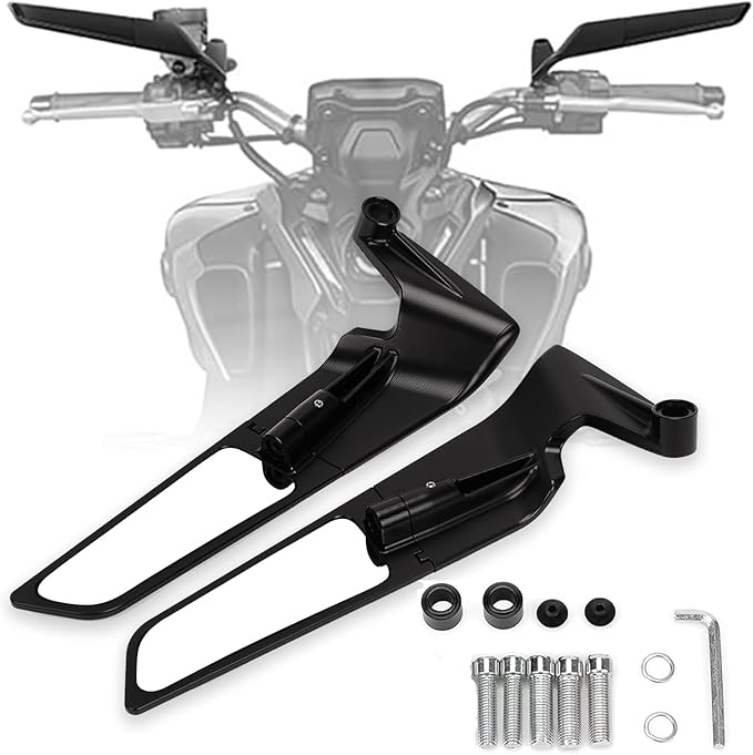 XINGWU Motorcycle Mirrors Adjustable Rotating Rear View Mirror Stealth Wind Wing Side Mirror for Z400 Z650 Z900 1290 Super Duke R Evo ABS 390 Duke Street Bike (Normal)