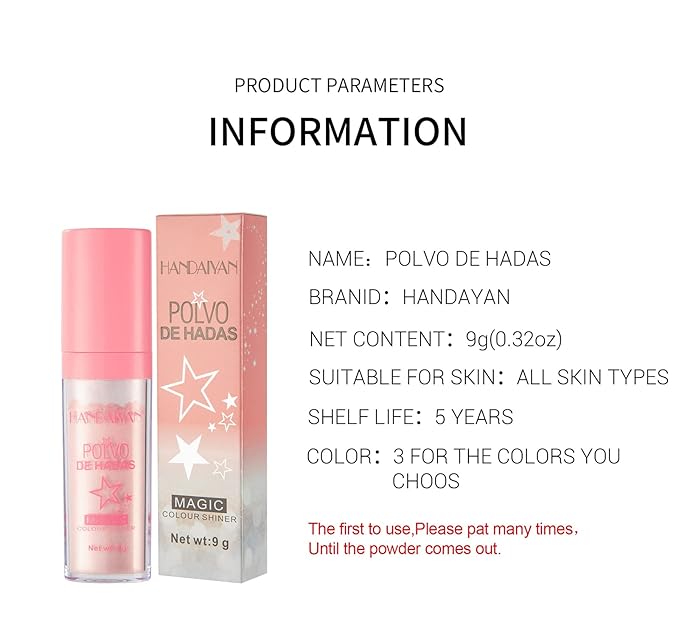 AKARY Body Glitter, Fairy Polvo De Hadas Shimmer Face Highlighter Powder & Blush Stick, Instant Glow Luminizer Duo, Glitter Face Hair High Gloss, Sparkle Smudge-Proof Highlighter Stick Party Makeup (#01 White Moonbeam)