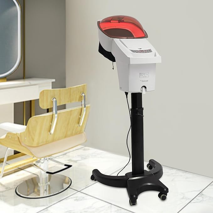 Hair Steamer Professional Hair Salon Steamer with 12 Color Light & Ozone,40-70℃/104-158℉,Hair Steamer with Temperature and Time Adjustment (Wihite 700W1)