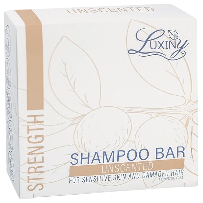 Unscented Shampoo Bar for all hair types is Vegan, Sulfate Free and Made in USA. Get up to 60 Washes at Home or use as a Travel Shampoo. Great for strenghtening shampoo for sensitive skin.