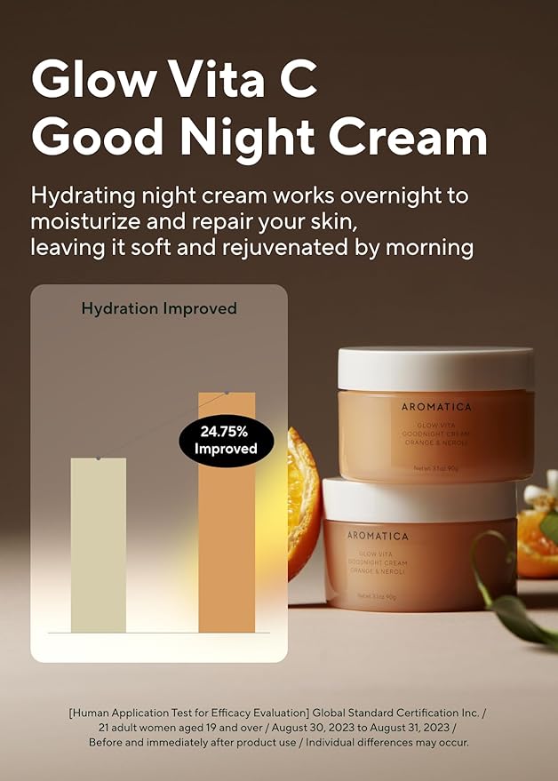 AROMATICA Glow Vita Trial Kit - Travel Size Skin Care Set [Vitamin C Serum 0.5 fl.oz, Facial Scrub 0.5 fl.oz, Goodnight Cream with Retinol 1oz] - Travel Kit for Women