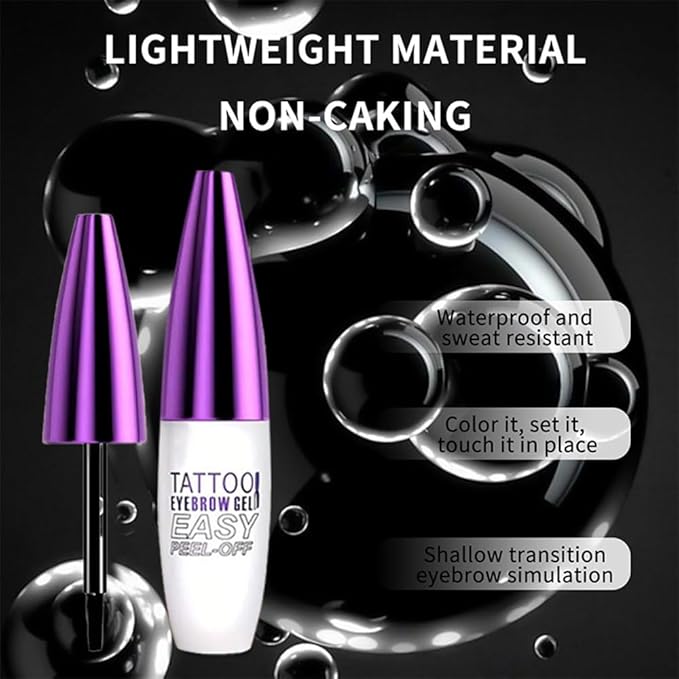 Peel Off Tattoo Brow Tint Gel - 2pcs Light Brown Eyebrow Kit, Waterproof, Transfer-Proof & Sweatproof, Quick Peel Formula for Natural Fuller Brows, Mother’s Day Gifts for Women All Skin Types