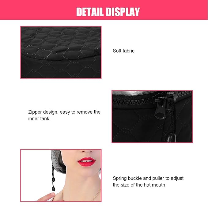 3 Gear Adjustment Hair Steamer, Heat Cap, Steam Cap Suitable for Improving Dry, Frizzy and Split Hair and Repairing Damaged Hair Quality