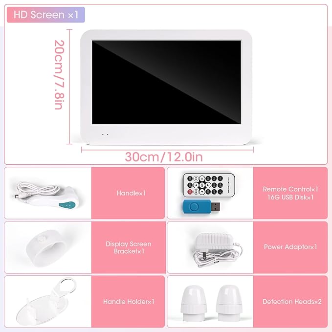 Scalp and Skin Analysis Machine, 12 Inch Digital Scalp Camera with 50x/200x Lenses, Rechargeable Skin Health Detection Use for Home, Spa and Salon