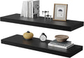 Large Floating Shelves for Wall Set of 2 Wooden Wall Shelves 36 in x 12.75 in x 2 inRoom Decor Long Shelf with Invisible Wall Mount Bracket for Bedroom Kitchen Living Room Black