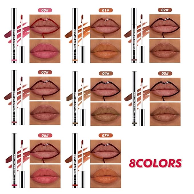 2 Pcs Matte Liquid Lip Stain Peel Off Lip Liner, Long Lasting Lip Tattoo, Waterproof & Transfer-Proof Lip Liner Peel Off Lip Gloss for All Skin Types. 0.12 fl oz #00+#06