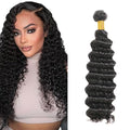 Human Hair Bundles Color 1B Deep Wave Bundles 24 Inch Double Weft Natural Black Deep Wave Bundle Hair Weave Niegmeag Brazilian Virgin Soft and Silky Remy Hair Extensions 100g
